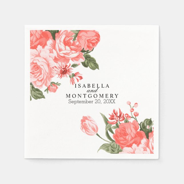 Schöne Korallenflora Blume Napkins Serviette (Vorderseite)