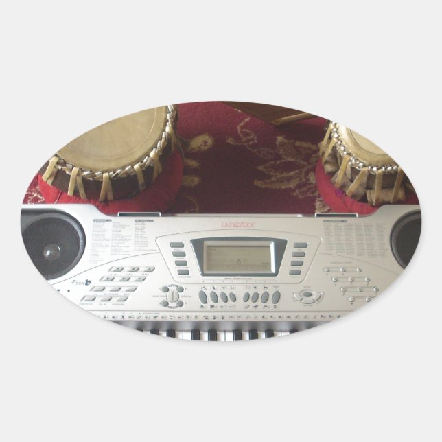 Schöne Kreative Ecke: Musikalisches Tapezierhaus Ovaler Aufkleber (Vorderseite)