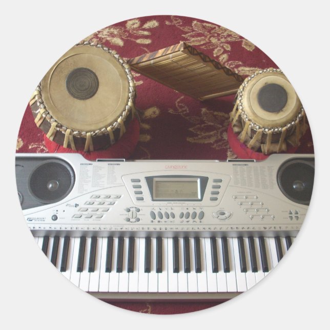 Schöne Kreative Ecke: Musikalisches Tapezierhaus Runder Aufkleber (Vorderseite)