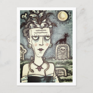 SCHÖNE KREEPIE FRANKENELLA MONSTER, GRAVEN, CAT POSTKARTE