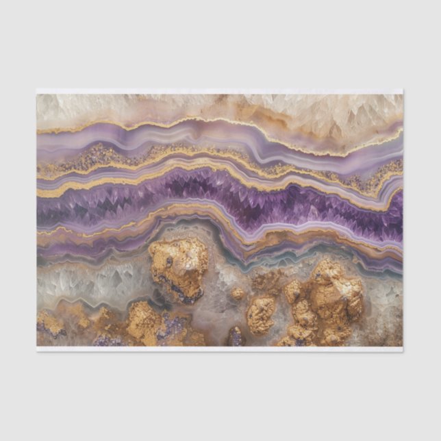 Schöne Kristallgeode in Amethyst und Gold Seidenpapier (Vorderseite)