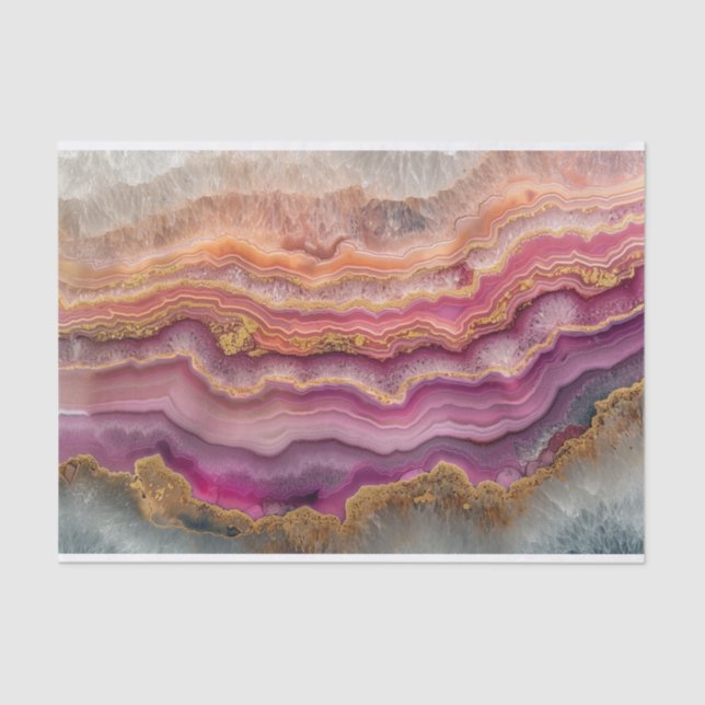 Schöne Kristallgeode in Rosa und Gold Seidenpapier (Vorderseite)