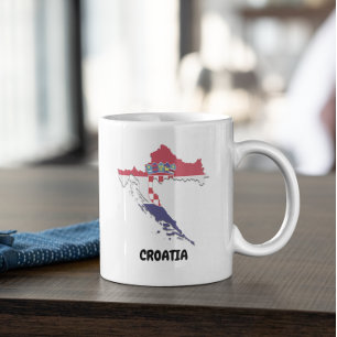 Schöne Kroatien-Karte Flagge Farbige Vintage Kaffeetasse