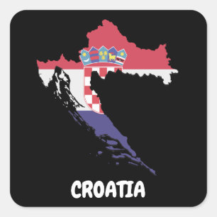 Schöne Kroatien-Karte Flagge Farbige Vintage Quadratischer Aufkleber