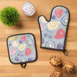 Schöne Küche Kochen Früchte Ofenhandschuh & Topflappen-Set