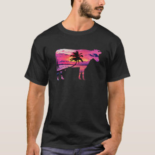Schöne Kuh Sonnenuntergang Farbige Lila Sonnenaufg T-Shirt