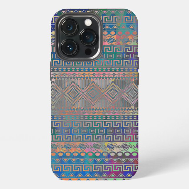 Schöne, kühle, farbenfrohe Azteken-Geometrie-Muste iPhone Hülle (Hinten)