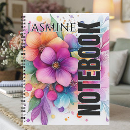 Schöne, kühne, strahlende Wasserfarben-Blumen Notizbuch