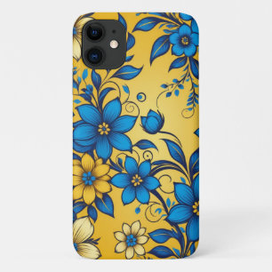 Schöne Kunst Blau und Gelb Blumenmuster Case-Mate iPhone Hülle