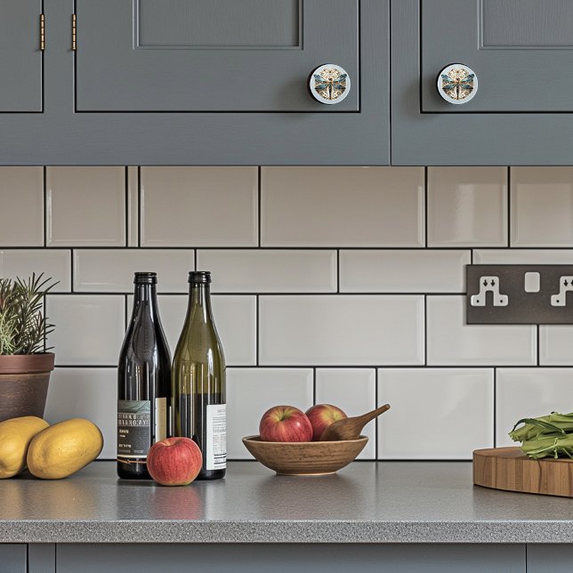 Schöne Kunst-Deco-Drachenblume Keramikknauf (Von Creator hochgeladen)