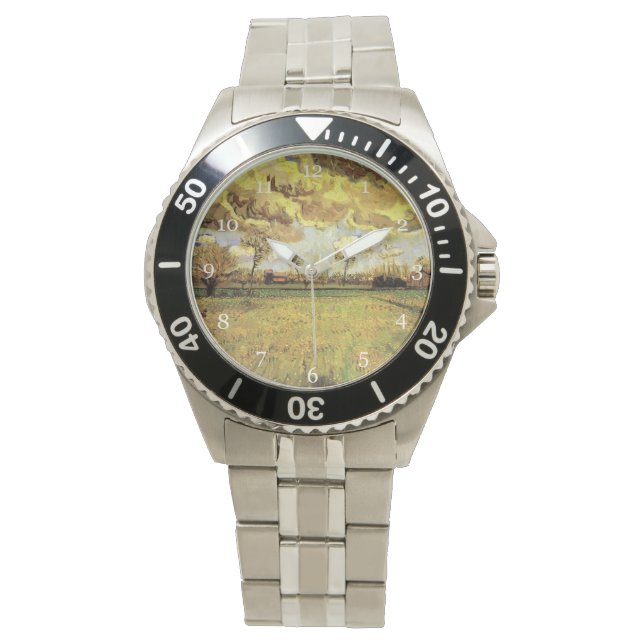Schöne Kunst Landschaft Öl Malerei Uhr. Horizontal Armbanduhr (Vorderseite)