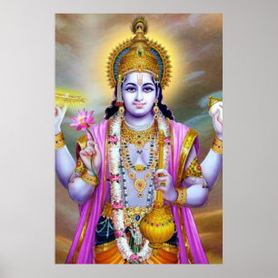 Schöne Kunst Lord-Vishnu Floral Poster