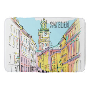 Schöne Kunst Stockholm Stadt Schweden Wasserfarbe Badematte