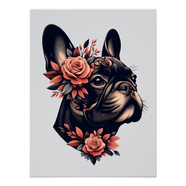 Schöne künstlerische Frenchie Poster (Vorderseite)