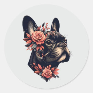 Schöne künstlerische Frenchie Runder Aufkleber