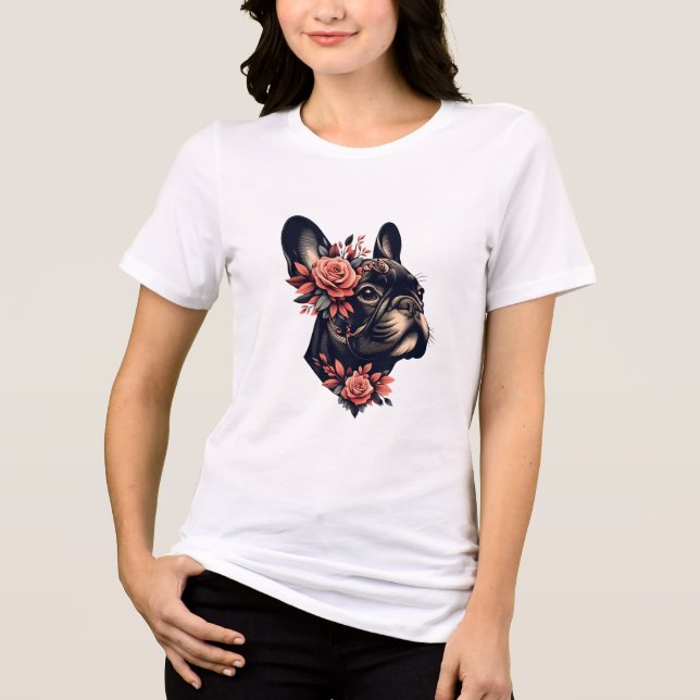 Schöne künstlerische Frenchie Tri-Blend Shirt (Vorderseite)