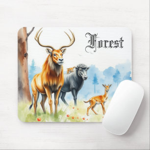 Schöne Kunstmalerei im Wald Tiere Mousepad