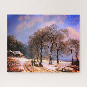 Schöne, kunstvoll verschneite Landschaft Puzzle