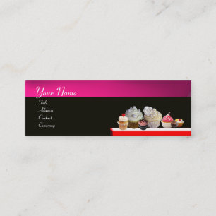 SCHÖNE KUPCAKES WÜSTENSHOP, rosa Lila Violett Mini Visitenkarte