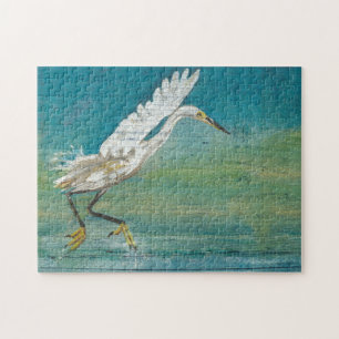 Schöne Küstenwache, Egret Shore Bird Malerei Puzzle