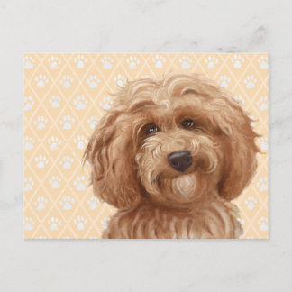 Schöne Labradoodle-Liebe Dog Paw Painting Print Postkarte