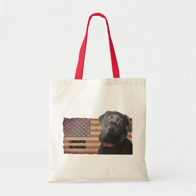 Schöne Labrador Retriever American Flag Tragetasche (Vorne)