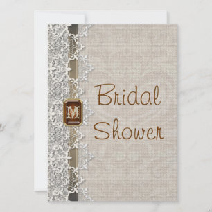 Schöne Lace & Burlap Chic Bridal Dusche Einladung