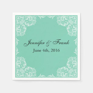 Schöne Lace Frame Aqua Wedding Serviette