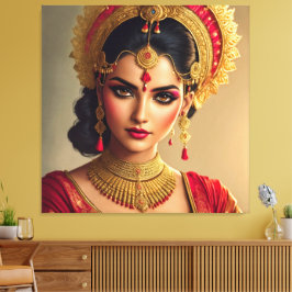 Schöne Lady aus Indien Canvas Print Picture Leinwanddruck