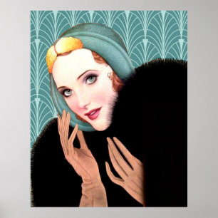 Schöne Lady in Fur Poster