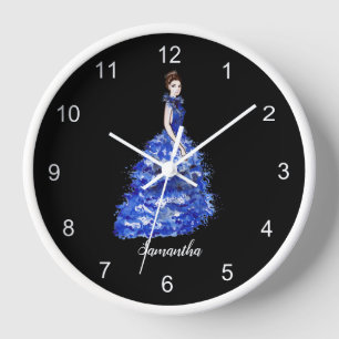 Schöne Lady mit Funkelnd blauen Motiv Larg Uhr