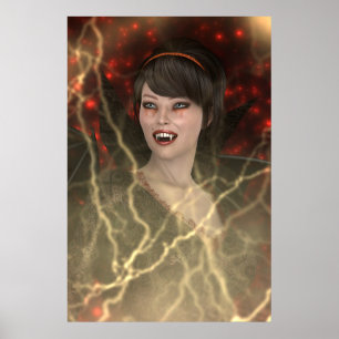 Schöne Lady Vamp Perfekter Halloween-Stil Poster