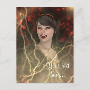 Schöne Lady Vamp Perfekter Halloween-Stil Postkarte