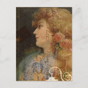 Schöne Lady Vintage Digital Collage Postkarte