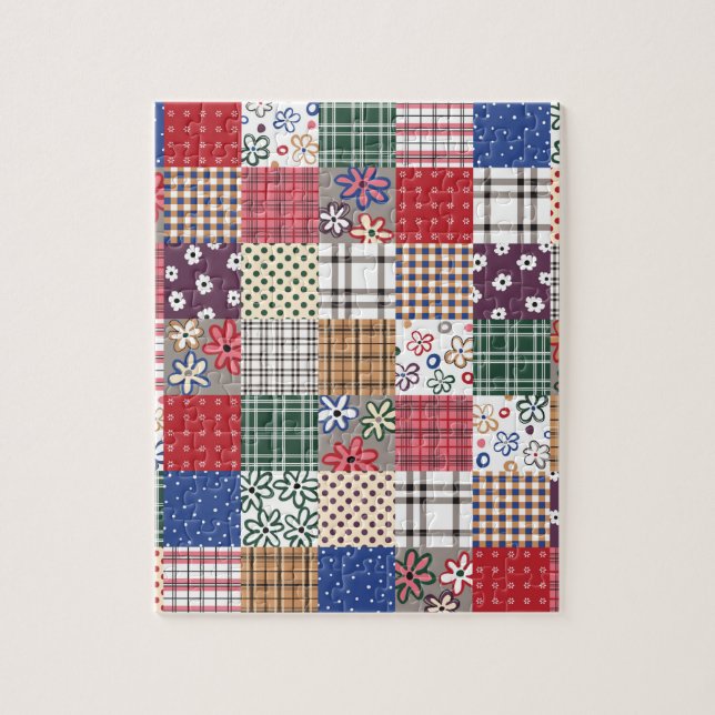 Schöne Land-Patchwork-Steppdecke Puzzle (Vertikal)