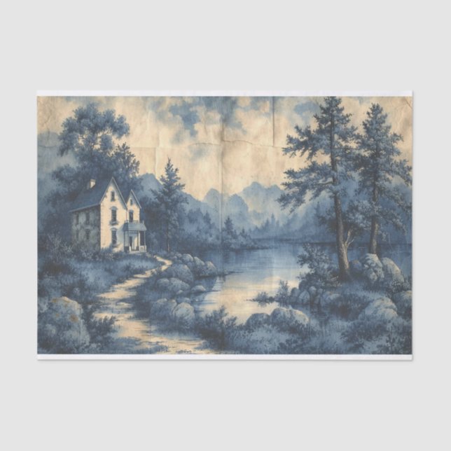 Schöne Landschaft auf einem zerbrochenen Papier (Vorderseite)