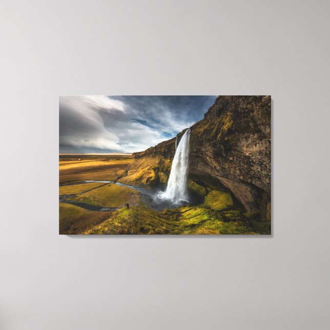 Schöne Landschaft Aussicht auf Seljalandsfoss Leinwanddruck (Vorderseite)