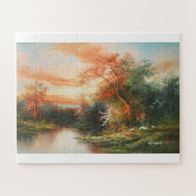 Schöne Landschaft bei Sonnenuntergang Puzzle (Horizontal)