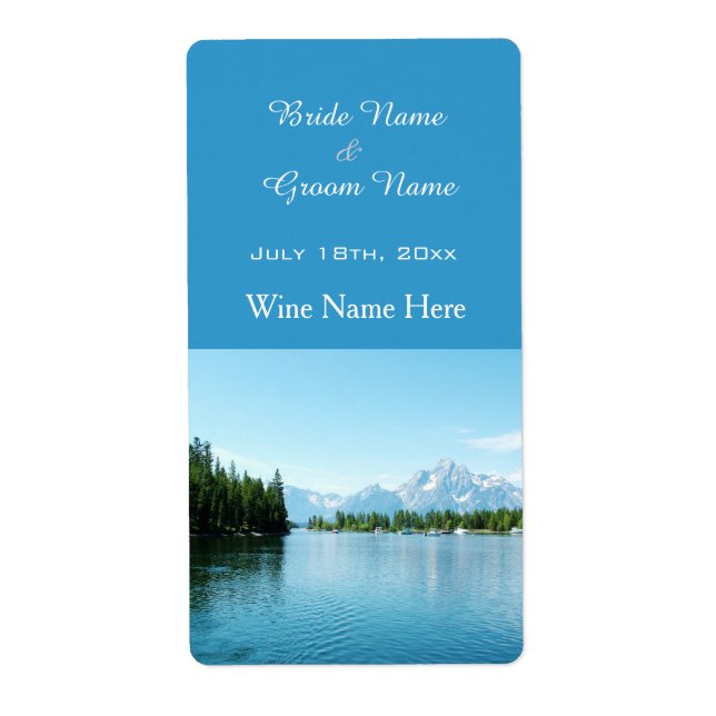 schöne Landschaft Bild Hochzeitsweinetiketten. (Vorne)