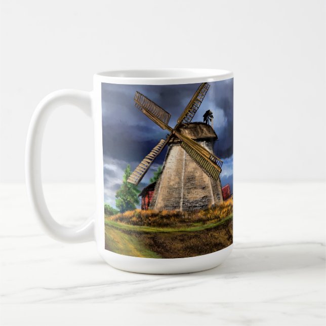 Schöne Landschaft der niederländischen Windmühle - Kaffeetasse (Links)