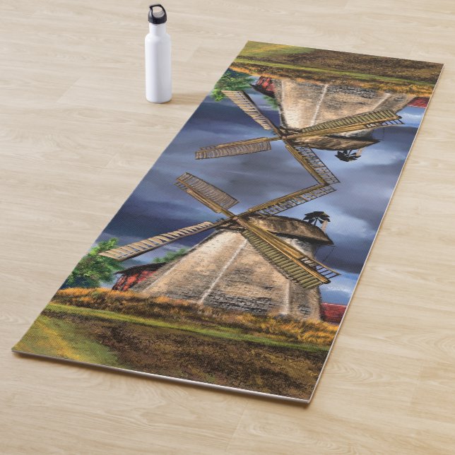 Schöne Landschaft der niederländischen Windmühle - Yogamatte (Beispiel)