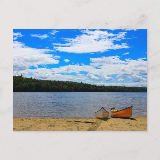 Schöne Landschaft - Kanus und See Postkarte (Vorderseite)