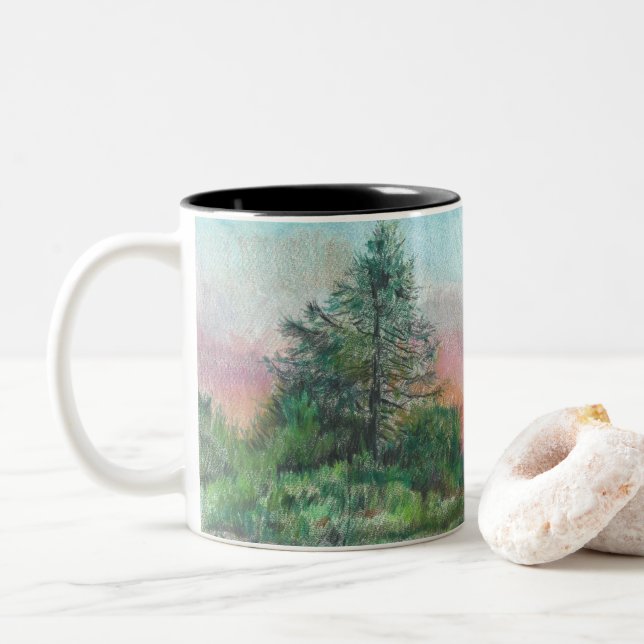 Schöne Landschaft Kunst, Dichtung und Musik Zweifarbige Tasse (Mit Donut)