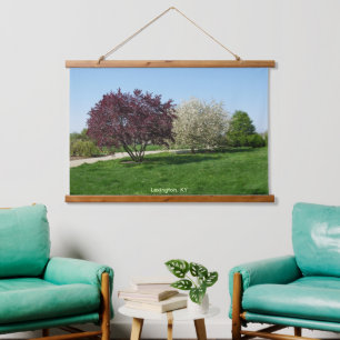 Schöne Landschaft mit Bäumen Wandteppich Mit Holzrahmen