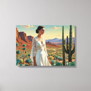 Schöne Landschaft mit einer Frau Spirituelle Kunst Leinwanddruck