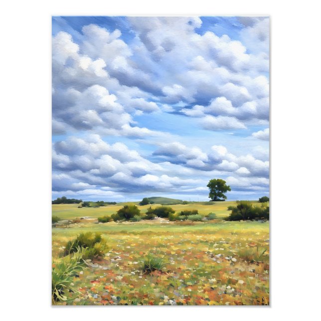 Schöne Landschaft mit lebhaften Wildblumen Fotodruck (Vorne)