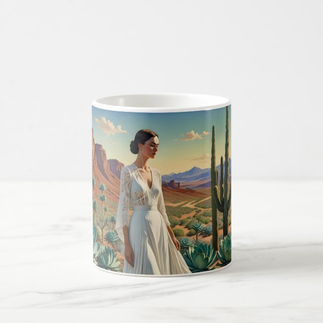 Schöne Landschaft mit weiblicher spiritueller Kuns Kaffeetasse (Mittel)