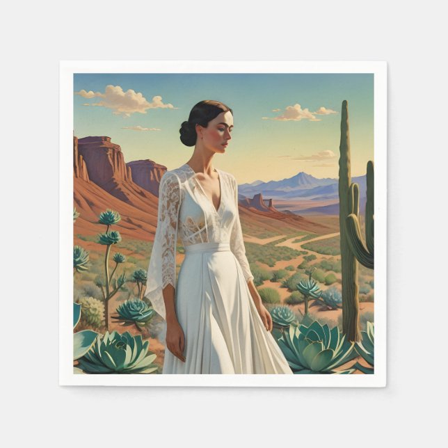 Schöne Landschaft mit weiblicher spiritueller Kuns Serviette (Vorderseite)