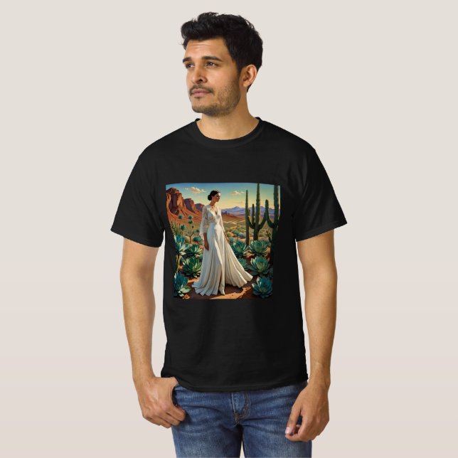 Schöne Landschaft mit weiblicher spiritueller Kuns T-Shirt (Vorne ganz)