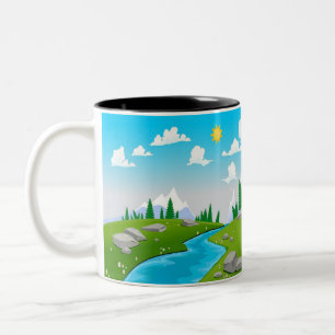 schöne Landschaft zeichnend Zweifarbige Tasse